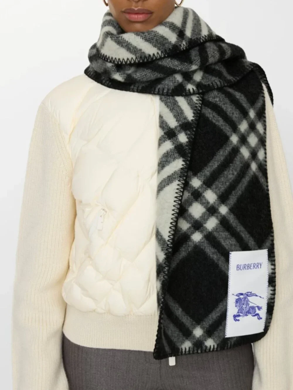 Burberry Black Check Wool Scarf Classic Nova Check Unisex Soft | MSRP $645 - Picture 5 of 14